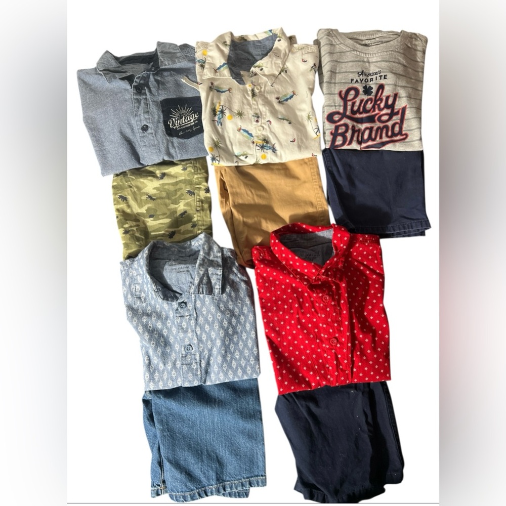 10 pc Boys sz 7  bundle weatherproof vtg lucky brand short sleeve shirt 2 pc set